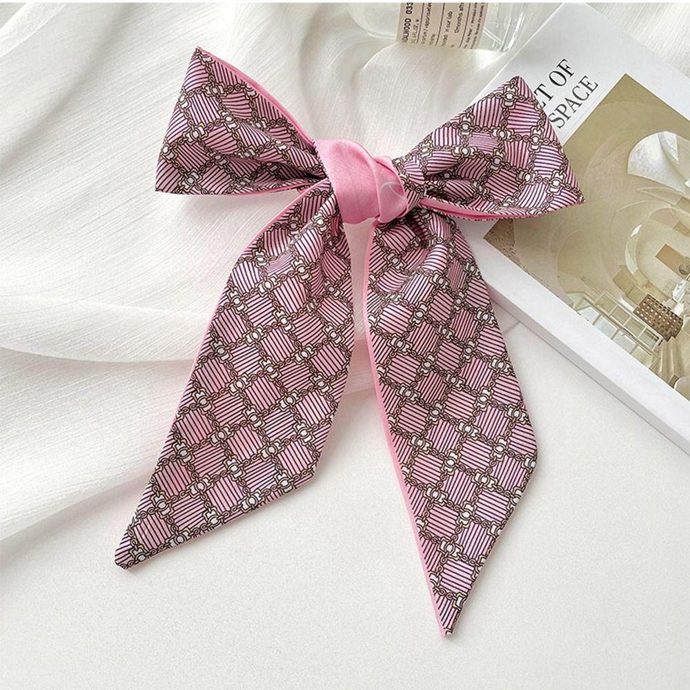 Ribbon Headband Long Scarf Pink Scarf Hair Band Elegant Printed Scarf  Female