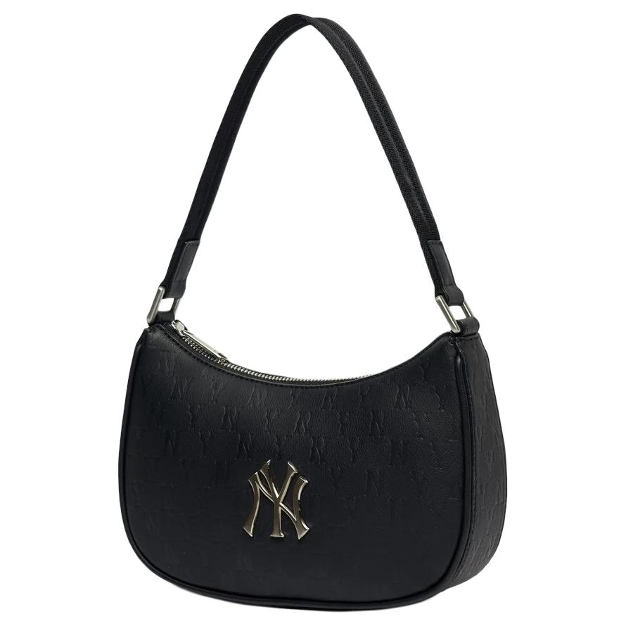New MLB Monogram Collection Artificial Leather Shoulder Bag Dumpling Bag Shoulder Bags Unisex Black Gold 3ABQS022N-50BKS
