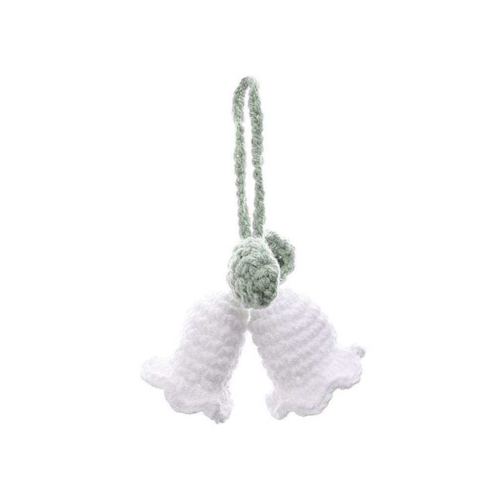 Lovely Handmade Knitted Bell Orchid Keychain for Women Girls Romantic Flower Pendant Handbag Ornament Car Accessories Gifts
