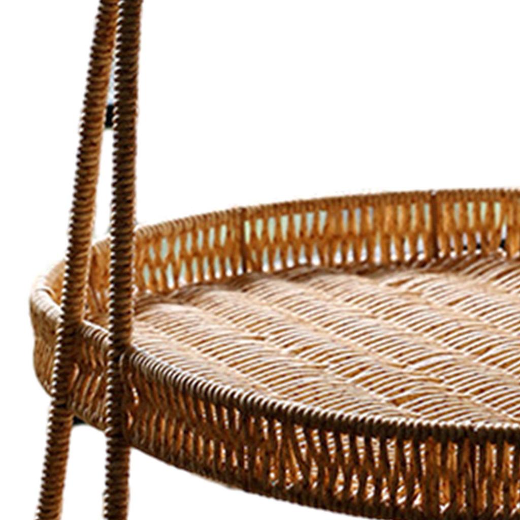 Fruit Basket Tray 2 Tier Weaving Basket Rack for Birthday Holiday Party