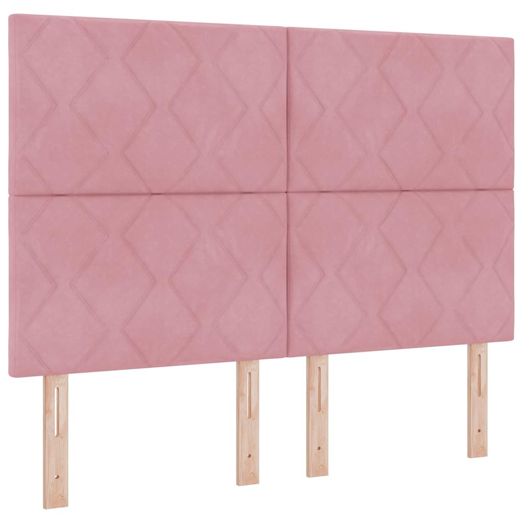 Box Spring Bed with Headboard Pink 140 x 190 cm Velvet