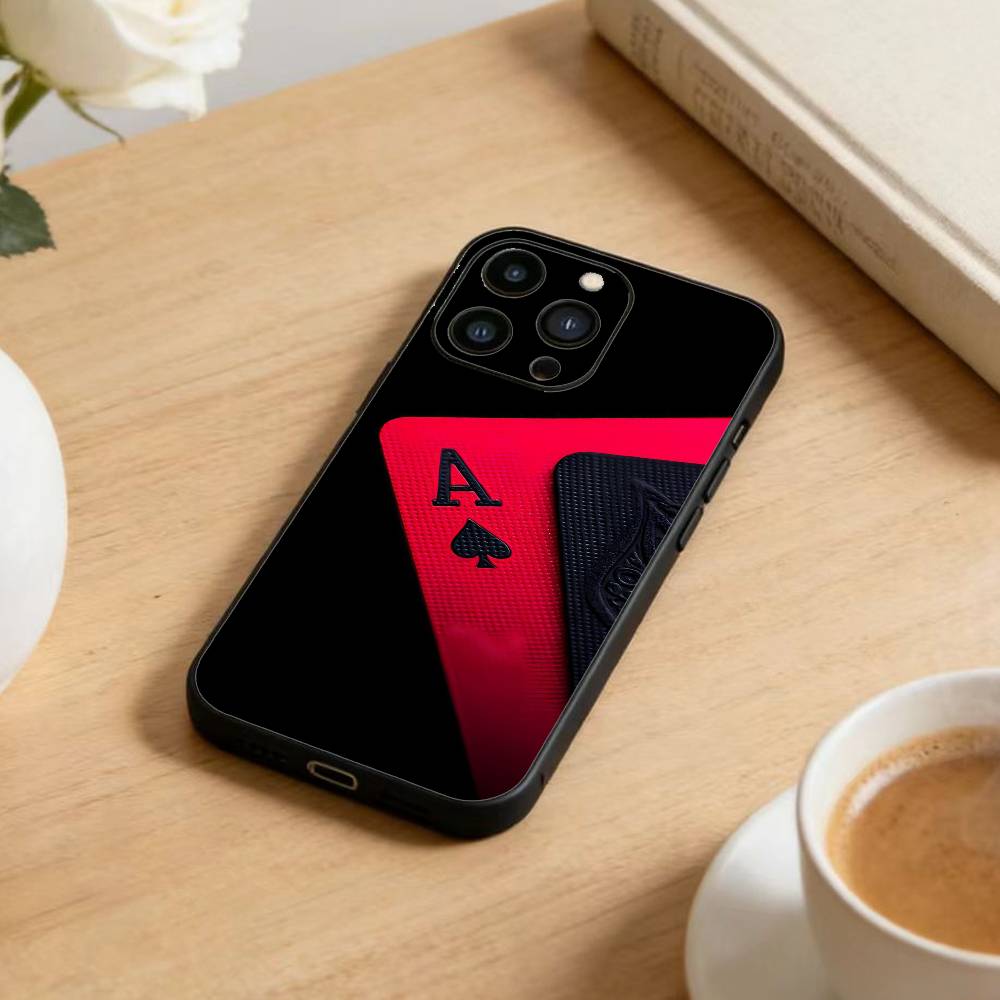 P-poker Чехол для телефона для iPhone17,16,15,14,13,12 Plus,Max Мягкий силиконовый Черный чехол