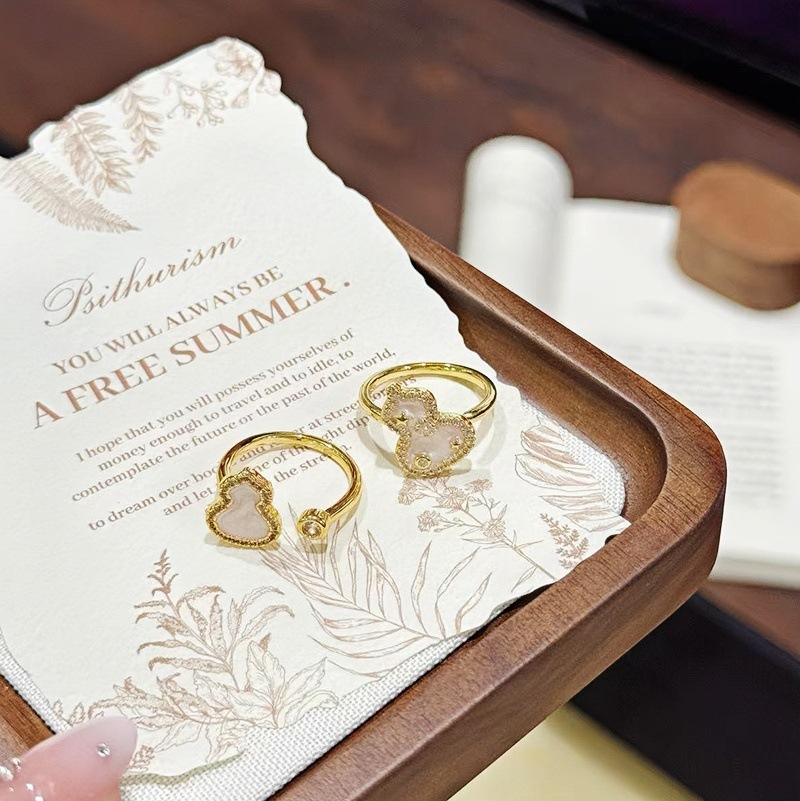Fairy Hepburn Style Unique Foreign Style Enamel Gourd Open Ring Index Finger Ring Niche High Sense Medieval Ring Girl