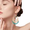 1 Pair Women Hook Earrings Vintage Ethnic Style Exaggerated Hollow Out Beads Waterdrop Shape Bohemian Ear Decoration Jewelry Vacation Earrings