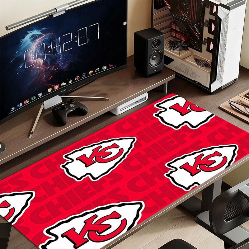 Chiefs Mouse Pad, Large Gaming Desk Mat, Non-slip XXL Mousepad for Laptop & Tablet, Mini PC Playmat with Stitched Edges