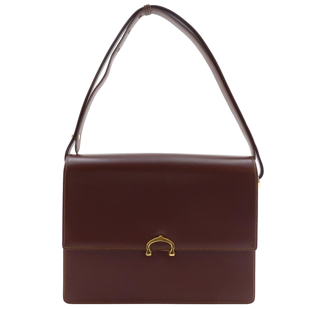 CARTIER Must Line Shoulder Bag Bordeaux Calfskin Women Used