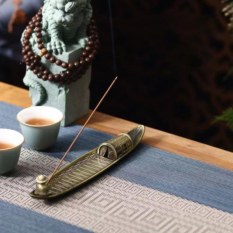 1 шт. Винтажные бронзовые маленькие курильницы, украшения, бамбуковый плот, подставка для благовоний, подставка для палочек, поднос, тарелка для сбора пепла