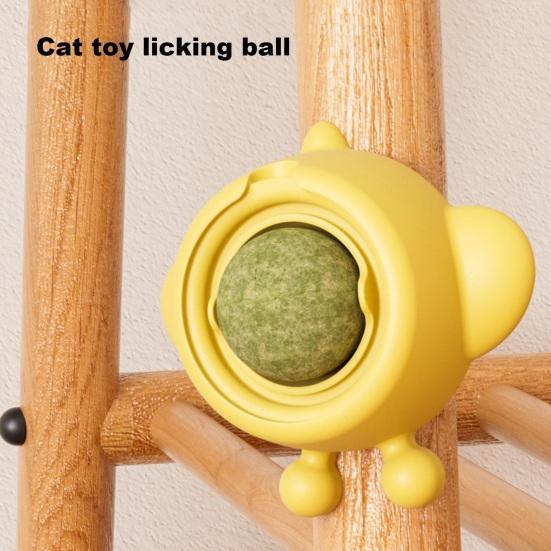 Натуральный шарик для облизывания кошек, вращающийся шарик для еды с кошачьей мятой, болюс для чистки зубов, клейкая зубная паста для моляров для кошек с крышкой