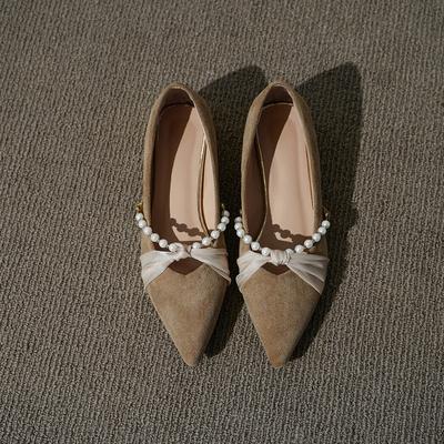 Модные туфли-лодочки с жемчугом и острым носком, женские, весенние, на блочном каблуке, свадебные, неглубокие, матовые, туфли для подружки невесты