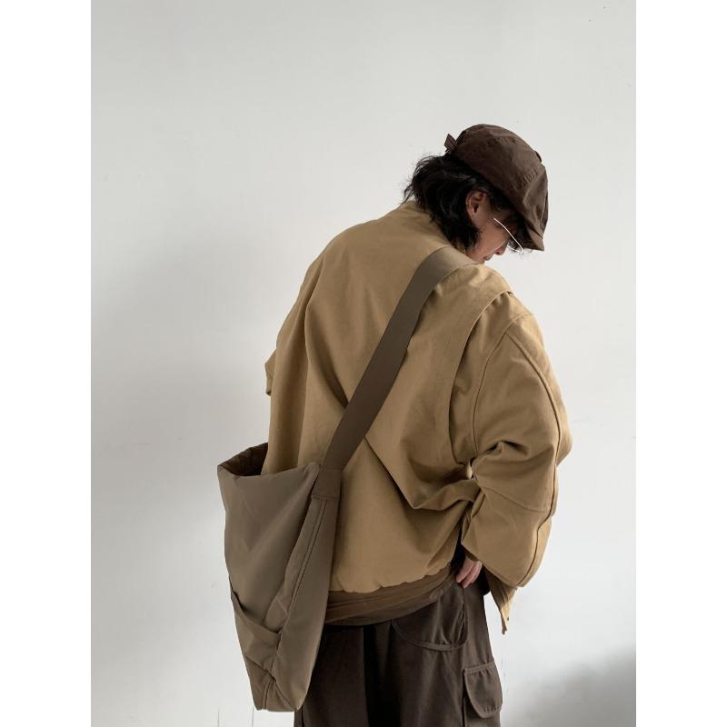 Autumn Oversize Bomber Jacket Men Vintage Baggy Coat Fashion Korean Streetwear Zip Up Outerwear Clothing Tops Male