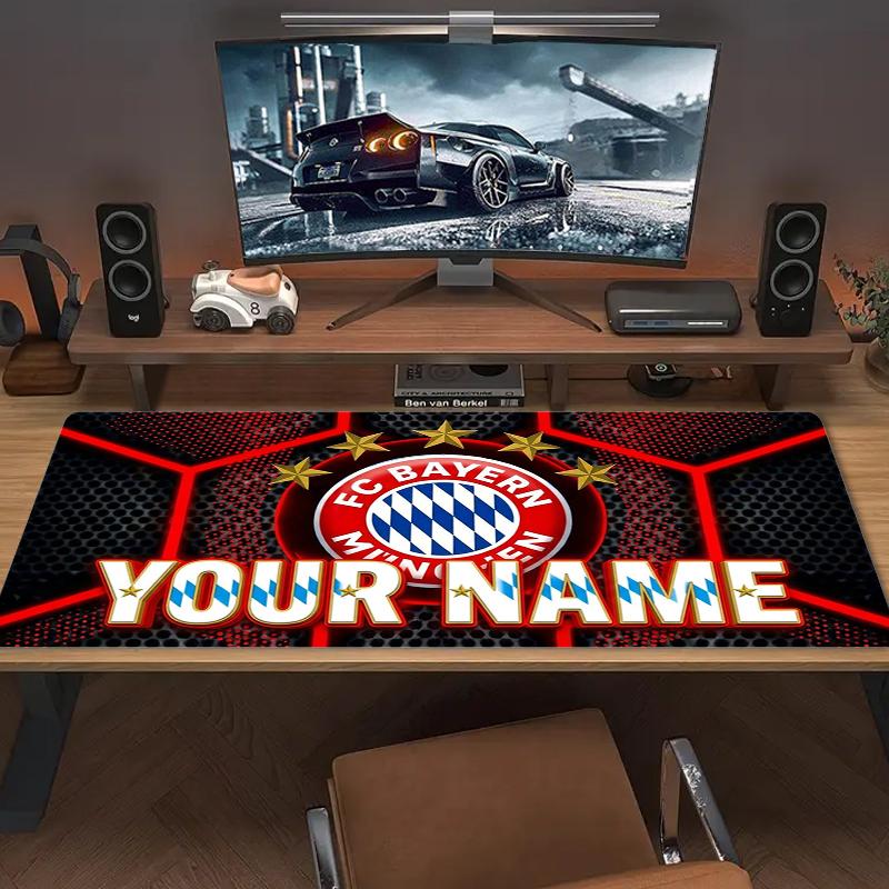 Custom Name Bayern Munich FC Mouse Pad Large Gaming Table Cushion Non-slip Laptop Tablet Big Mousepad XXL Mat Mini PC Playmat With Lock edge_XIA