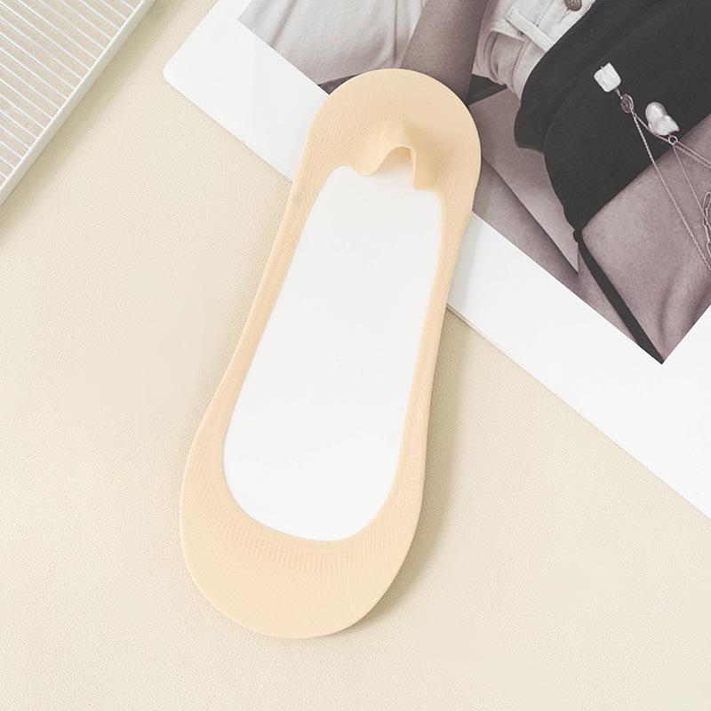 Ice Silk Boat Socks for Women Shallow Invisible Socks Towel Cotton Bottoms Women Deodorant Sponge Pad Anti-heel Drop Socks