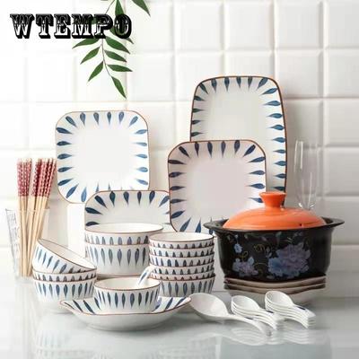 Набор бытовой японской сетки Red Ins, керамическая миска и набор тарелок, креативная комбинация тарелок, посуда на 10 человек, посуда, салатница