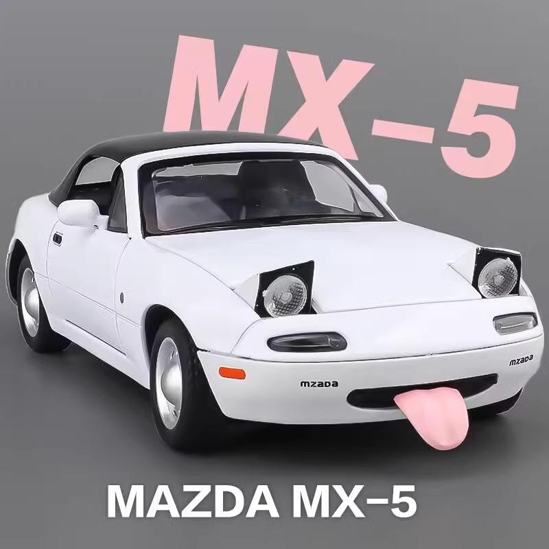 1/24 Mazda MX5 Модель легкосплавного автомобиля Звук и свет Инерционный механизм Детская игрушка Коллекционные предметы Подарок на день рождения