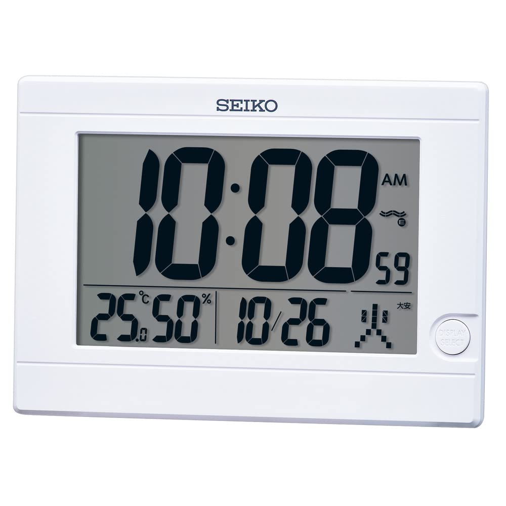 Seiko Clock Digital Table 150 x 210 x 22 SQ447W Radio-Controlled Clock, White, mm,