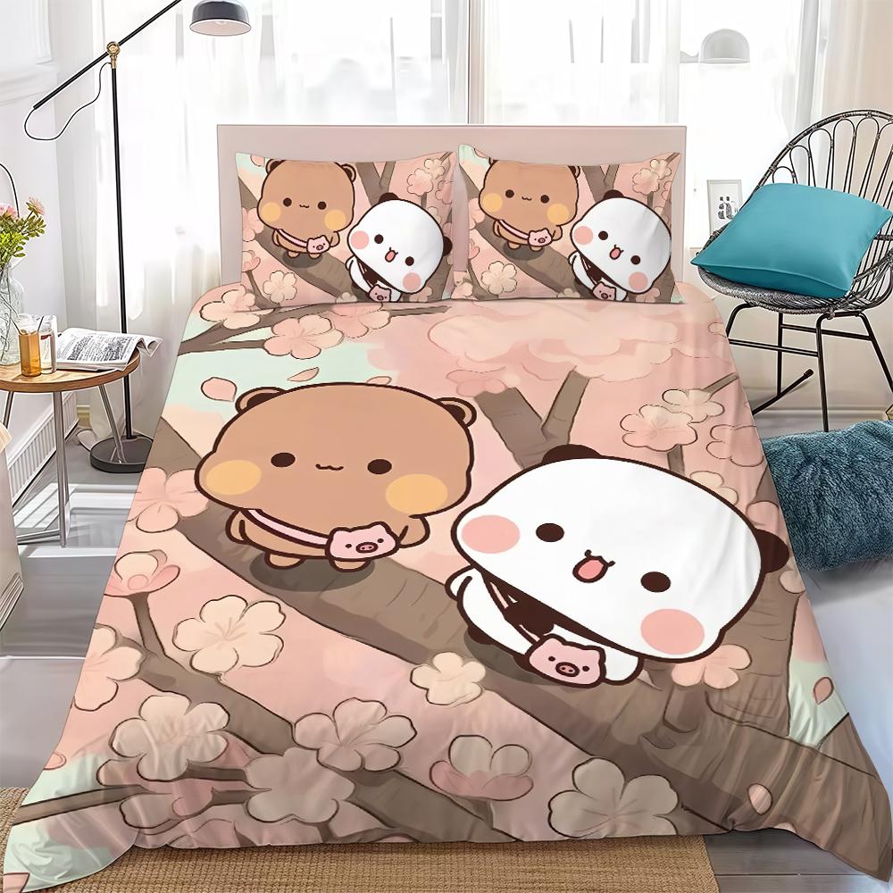 Мультяшный набор пододеяльников Bubu Dudu для влюбленных, домашний стиль, постельное белье, мягкий стираемый хлопок, кровать, набор из 3 предметов, подарок для студенческого общежития