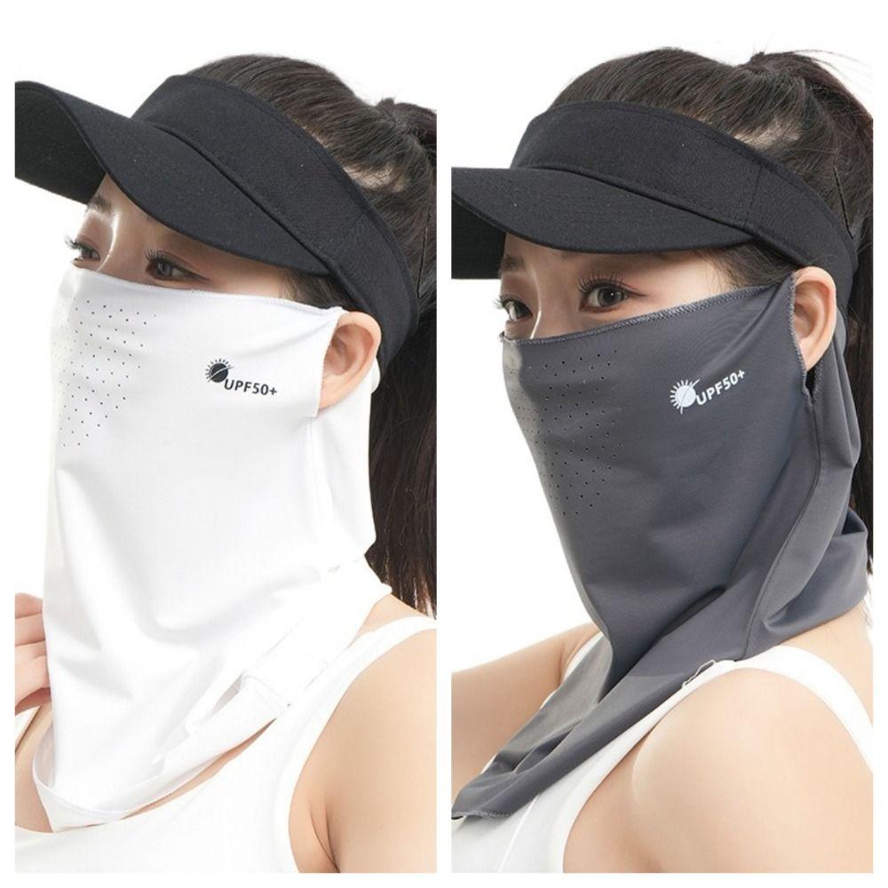 Letter Sunscreen Face Veil Breathable Neckline Face Cover Thin Summer Ice Silk Face Mask Hiking