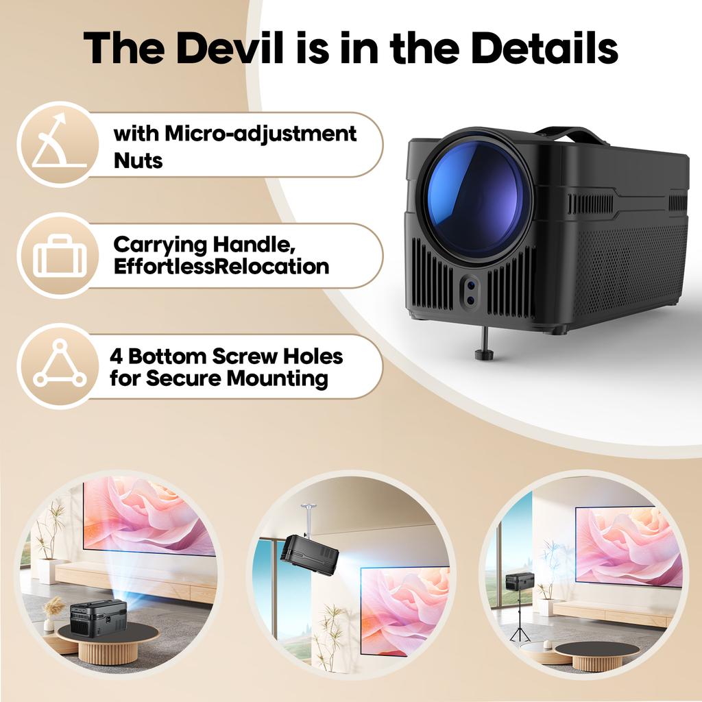 Magcubic Auto Focus Real 900ANSI HY450 Ultra Short Throw Projector With Auto Offset 1080P 8K HD WiFi6 BT5.4 Allwinner H726 Voice