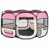 VidaXL Parc Pliable pour Chien avec Sac de Transport Rose 125x125x61 cm Enclos 171011