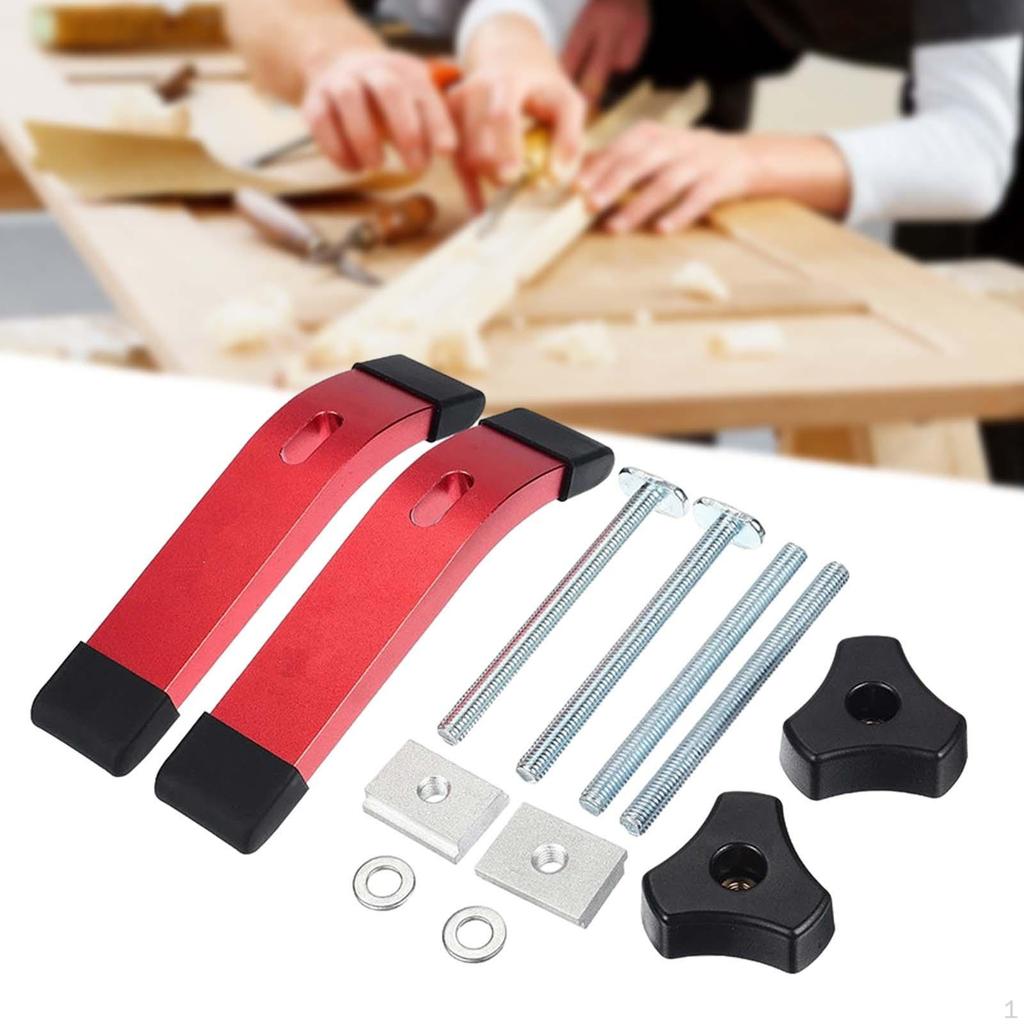 2 Pieces Hold Down Clamp Aluminum Quick Acting with T Bolts and Silder for Woodworking DIY