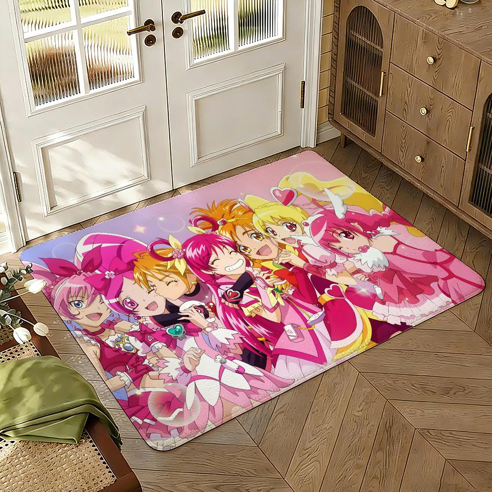 Pretty Cure Floor Mat Soft Thickened Absorbent Non-Slip Bedroom Living Room Door Mat Home Decor Flannel Rugs