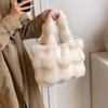 Женская повседневная сумка-тоут из искусственного меха однотонного цвета, зимняя сумка из искусственного кроличьего меха, большая вместительная мягкая сумка через плечо