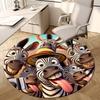 1pc Selfie with zebras and donkey. Round carpet, Made of Polyester,Perfect for Decorating Office Chairs, Living Rooms fplt014