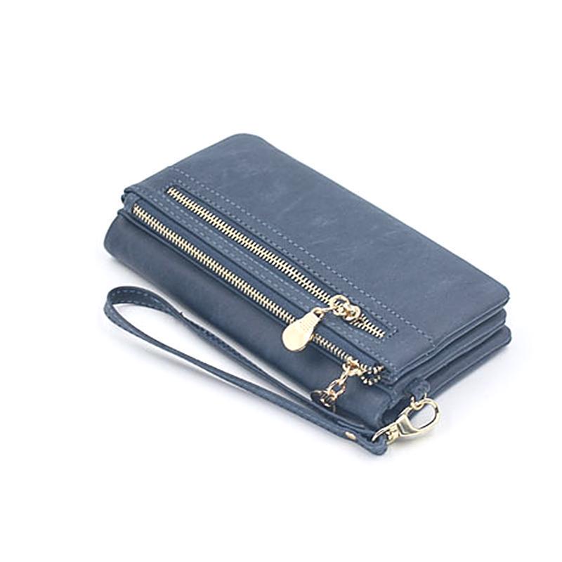 Yogodlns Vintage Frosted Leather Women Long Wallet Fashion Wristlet Clutch Purse Handbags