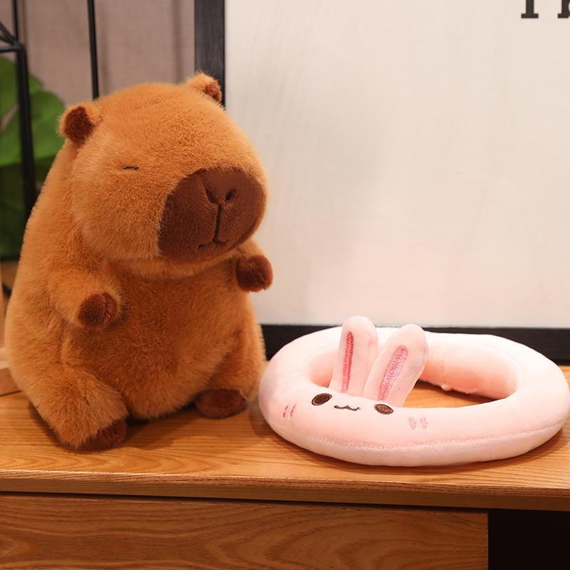 22cm Creative Cosplay Capybara Plush Doll Chick Unicorn Rabbit Animal Swimming Ring Capybara Plush Toy Home Decor Gift For Kids