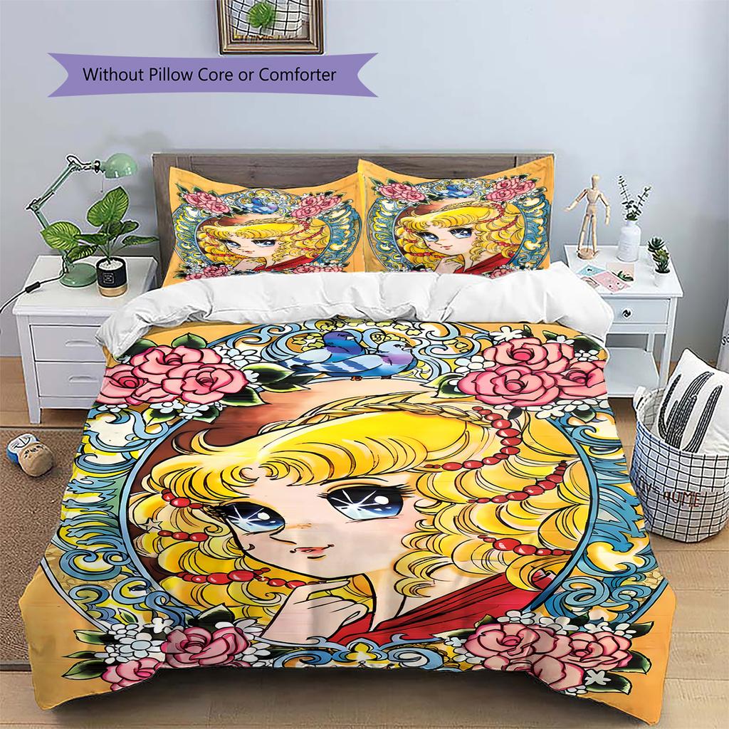Candy Candy Pattern Bedding,Quilt Set Quilt Cover Pillowcase Home Birthday Gift (1 * duvet cover + 2 * pillowcase, without core)