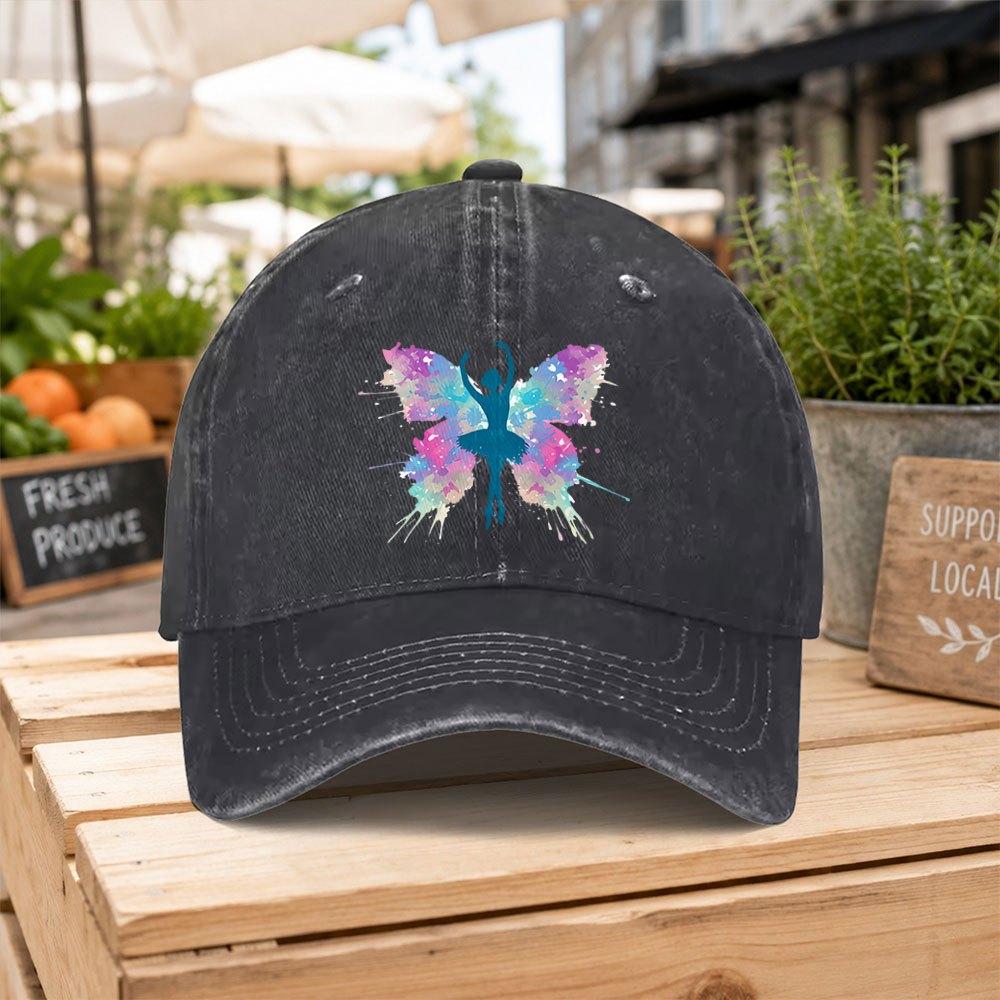 Butterfly Ballet Print Duckbill Cap Unisex Lightweight Baseball Hat for Outdoor Hiking Travel Parties Graduation