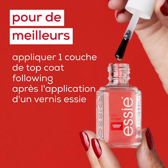 Vernis à Ongles - Essie - N°Stay Longer Top Coat - 13,5ml - Transparent - Vegan - Haute Brillance