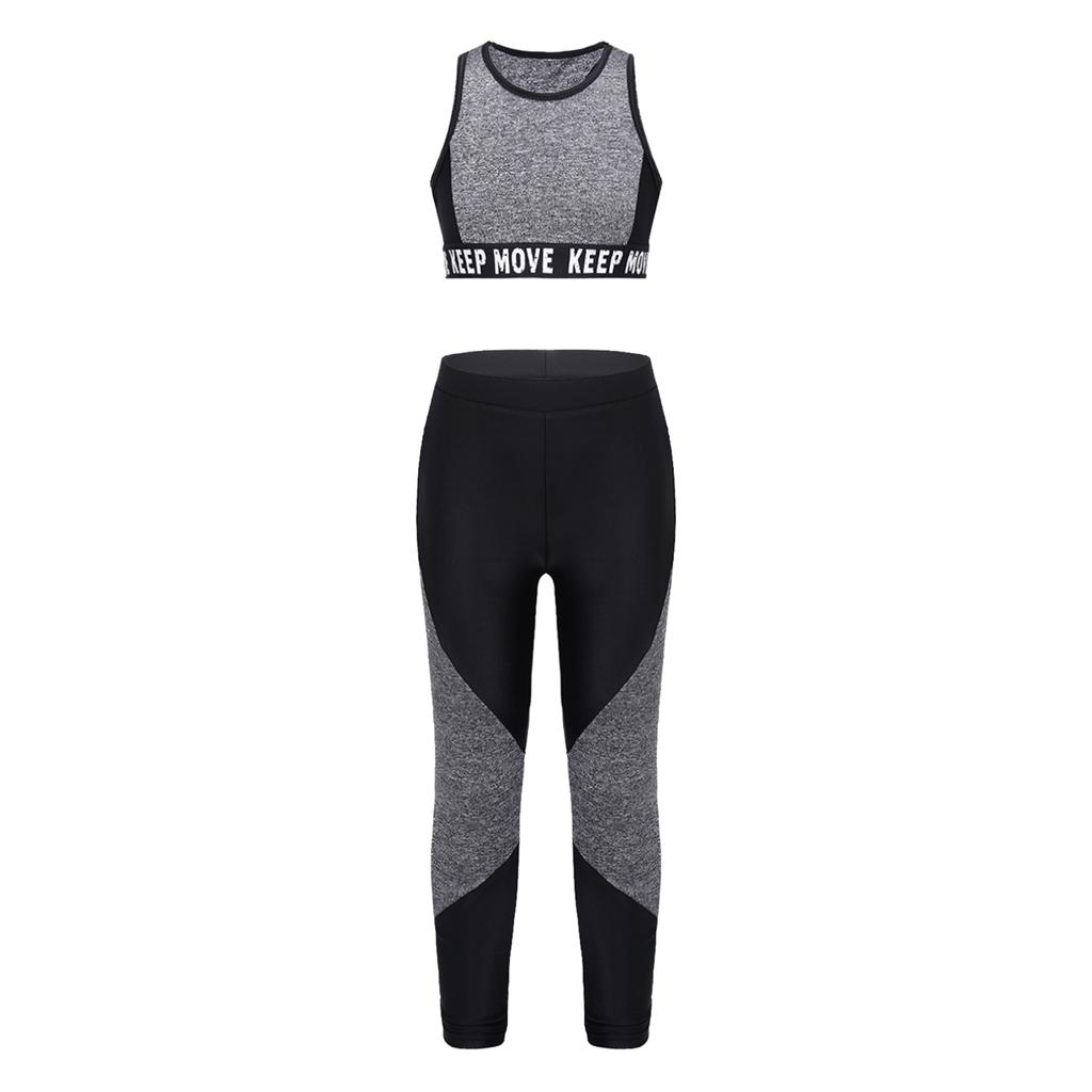 Детский спортивный костюм. Спортивный бюстгальтер для девочек с леггинсами. Спортивный спортивный костюм. Спортивная одежда для детей 4–16 лет.
