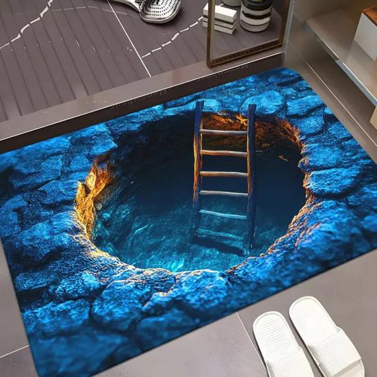 Коврик для пола 3D Коврик для пола с сильным водопоглощением с визуальным эффектом Нескользящий Быстросохнущий Ванная комната