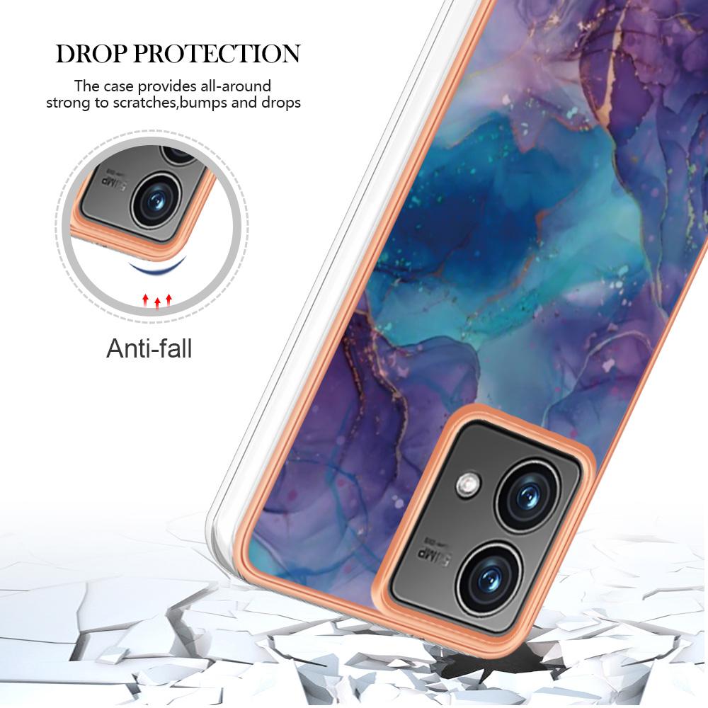 YB IMD Series-16 Style-E For Motorola Moto G84 5G Phone Case 2.0mm TPU Marble Pattern Cover