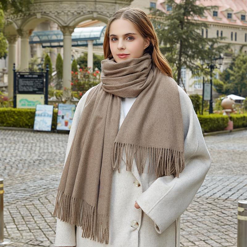Wool Scarf Autumn and Winter Korean Style Cashmere Scarf Women's Winter New Style Women's Shawl Solid Color Scarf Versatile