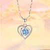 Sterling Silver Heart-Shaped Zircon Pendant Choker Necklace - Elegant Christmas Gift for Women