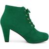 Allegra K Women's Lace-Up Platform Block Heel Ankle Boots, Green, Size 25.0cm, Party/Halloween Gift