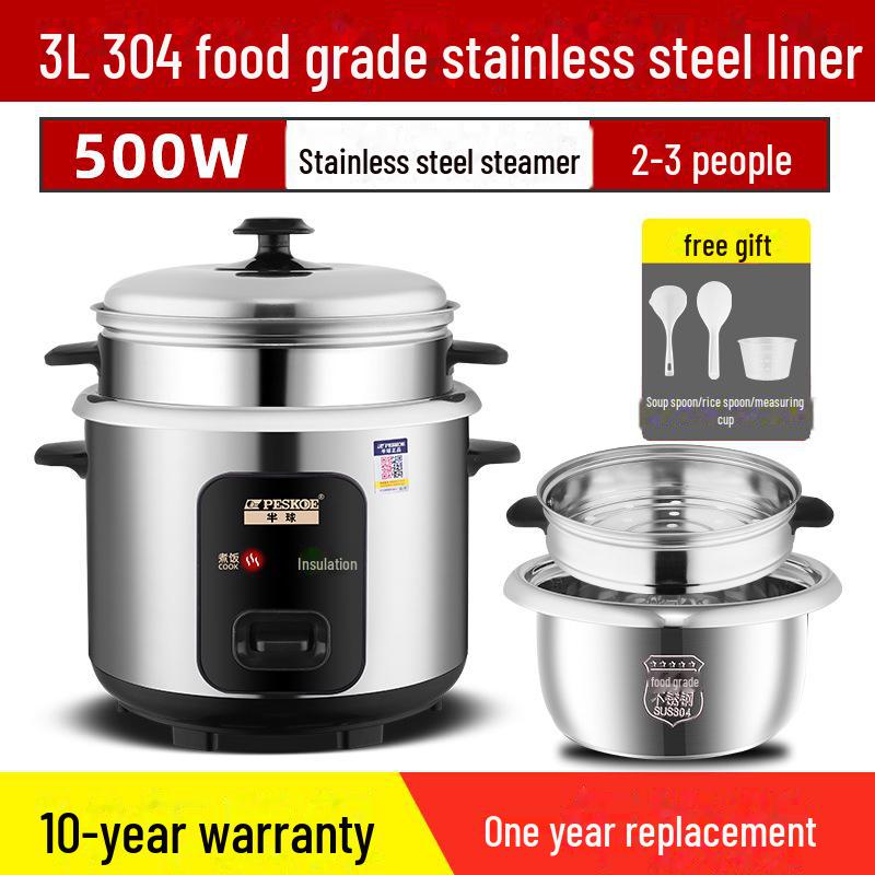 Компактная электрическая рисоварка, 5 л, с антипригарным покрытием, на 1–4 персоны, классический дизайн для небольших домохозяйств