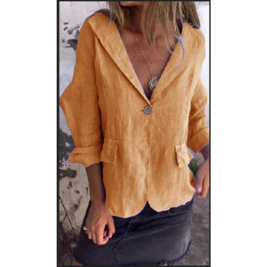 Women Soft Breathable Thin Coat Spring Plus Size Vintage Button Down Blazer Casual Solid Color Autumn Lapel Blazer Coat Ladies