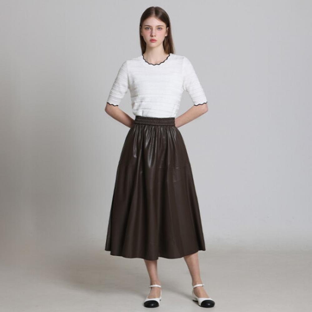 Ozoc Fake Leather Flare Skirt Ozoc