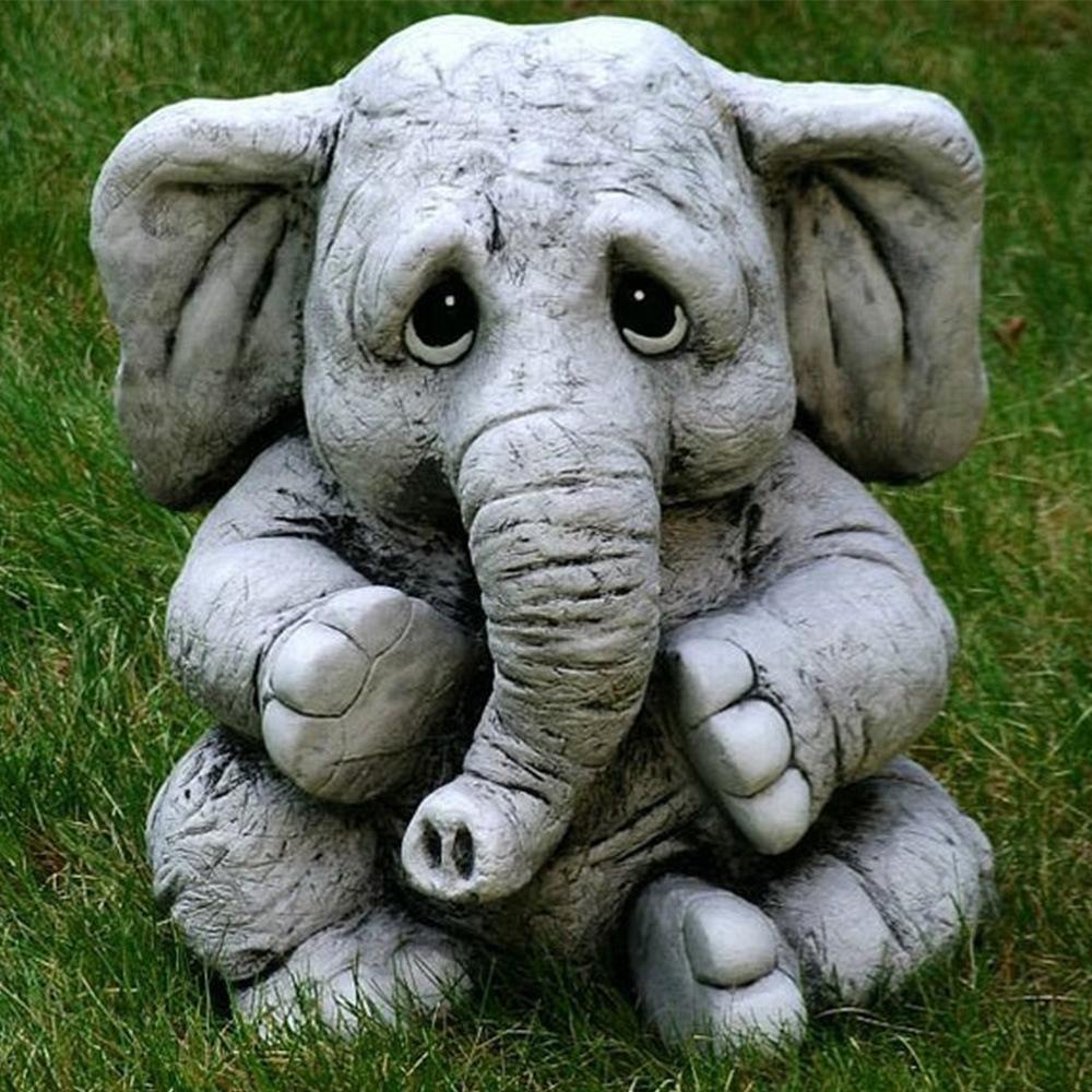 Elephant Gray Ornament Simulation Animal Elephant Resin Handicraft, Garden Design Ornament Cute Decoration