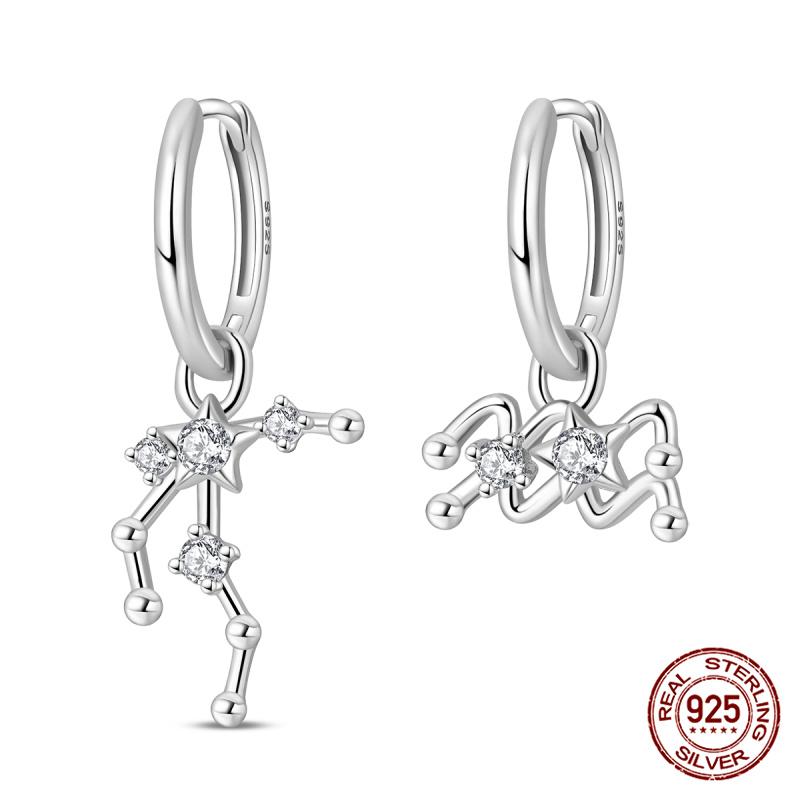 New Original 100% 925 Silver 12 Zodiac Signs Aries-Sagittarius Earrings Love Bow Ladies Earrings Anniversary Gift