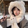 Cute Bear Ear Protection Caps Thickened Plush Head Wrap New Winter Warm Hat Outdoor