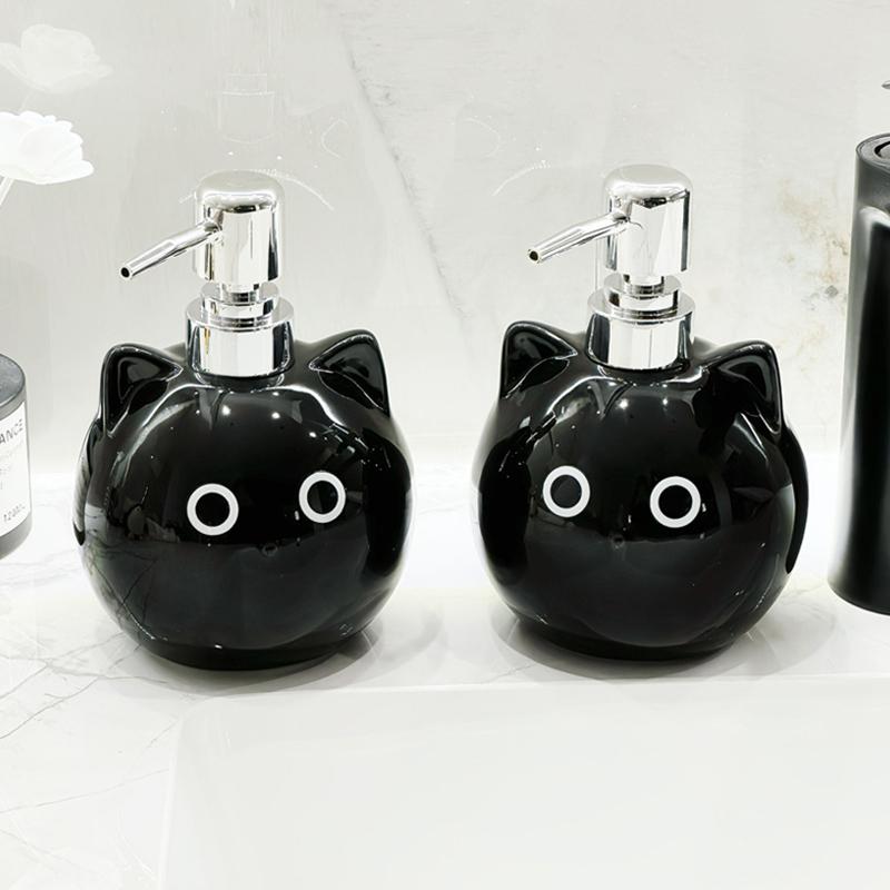 1шт дозатор мыла для кошек, очаровательная бутылка для лосьона с насосом, керамика для ванной комнаты, лосьон для столешницы, мультяшный котенок, многоразовый, 480 мл