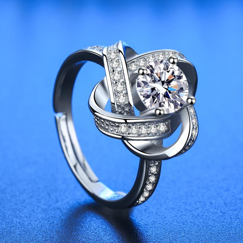 Кольцо из серебра 925 пробы Сердце AAA Циркон Открытое регулируемое Помолвочное Для женщин Свадебные Модные украшения Подарки для вечеринок