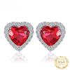 Ruby 925 Sterling Silver Stud Earrings For Women Gemstone Fine Jewelry