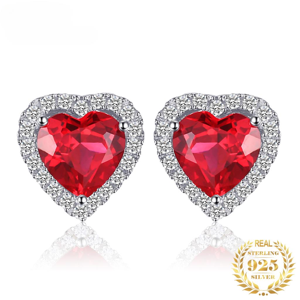 Рубиновые серьги-гвоздики из стерлингового серебра 925 пробы для женщин, ювелирные изделия из драгоценных камней