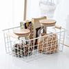 Rectangle Iron Wired Basket White Black Sundries Container  For Bathroom Kitchen
