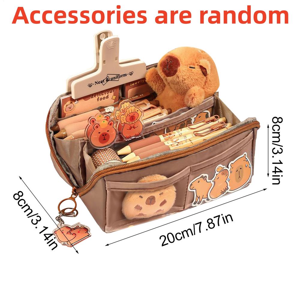 Пенал большой вместимости, пенал с капибарой, многофункциональный пенал, сумка для карандашей, сумка для хранения канцелярских принадлежностей для возвращения в школу